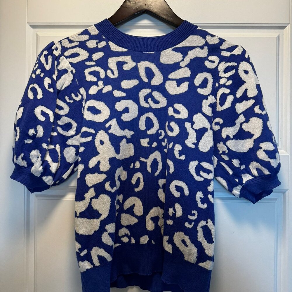 Amour Vert Genesis Sweater, Ivory & Blue